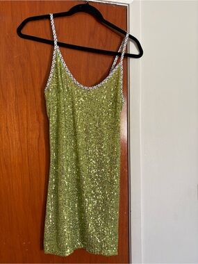 HandOver - Sparkling Green Sequin Slip Dress